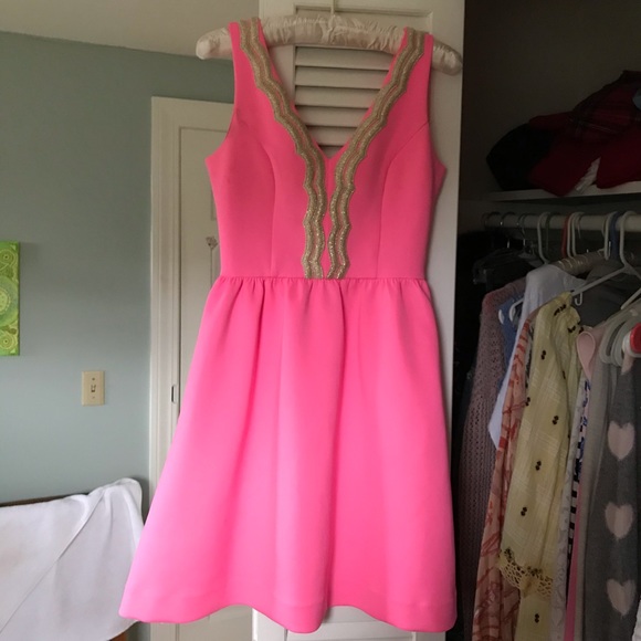 HOT PINK Lilly pulitzer dress worn once size XS - Picture 2 of 9